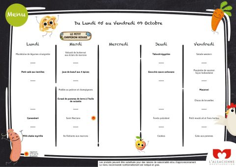 Aperçu du menu